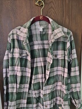 Carhartt Green & Light Pink Plaid Shirt